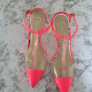 Jessica Simpson Neon Pink Ankle Strap Heels sz10